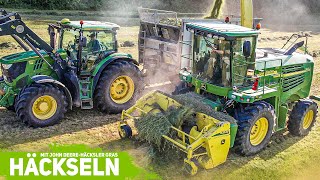 Erstes Mal HÄCKSLER fahren: Gras häckseln mit John DeereMaschinen! | TRECKERTOUR TAG 6