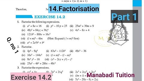 8th class maths| Chapter 14|  Factorisation|💁Exercise 14.2 |Q no 1 |part 1|With notes |CBSE |NCERT