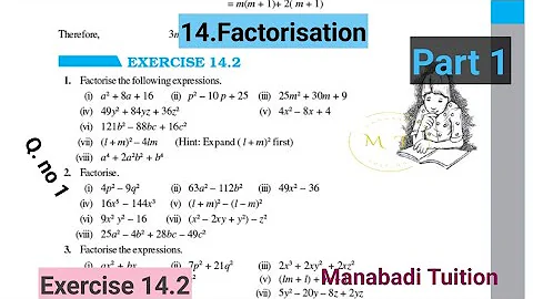 8th class maths| Chapter 14|  Factorisation|💁Exercise 14.2 |Q no 1 |part 1|With notes |CBSE |NCERT