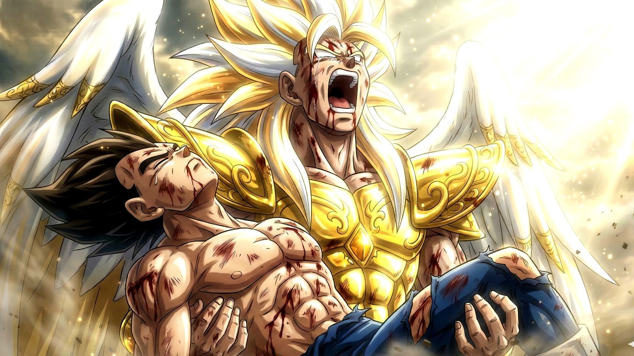 #b8 La forma definitiva de Goku se enfrenta a la traicionera Madre Ángel; Vegeta se sacrifica.