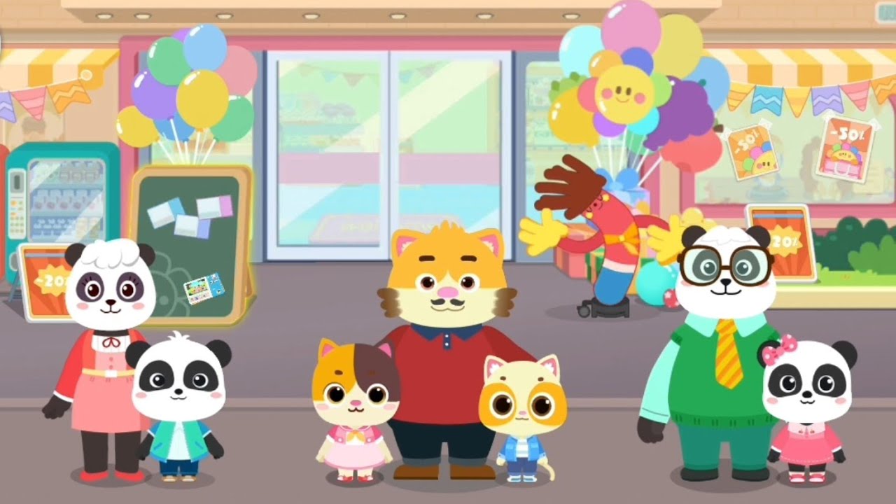 KELUARGA BAYI PANDA DAN KELUARGA BAYI KUCING BELANJA BERSAMA KE SUPERMARKET | BABYBUS INDONESIA
