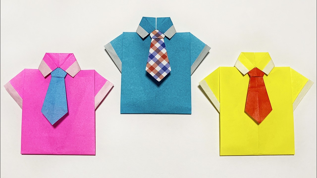 簡単折り紙】可愛いシャツの作り方👔How to make polo shirt#ネクタイ