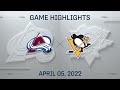 NHL Highlights | Avalanche vs. Penguins - Apr. 5, 2022