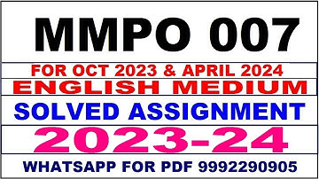 mmpo 007 solved assignment 2023-24 | mmpo 7 solved assignment in english 2024 | mmpo 7 2024