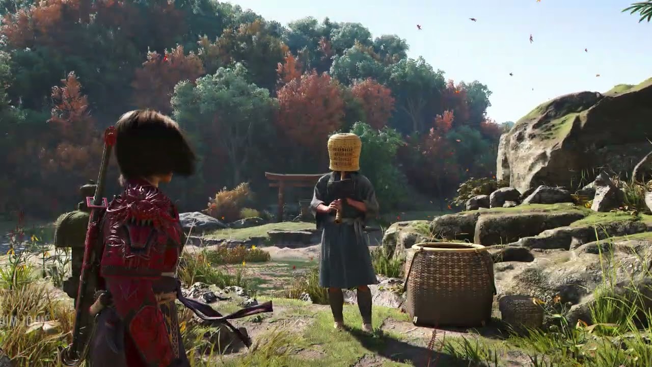 SHINOBU IN LARGE STRAW HATS PLAYING FLUTES – AC Shadows