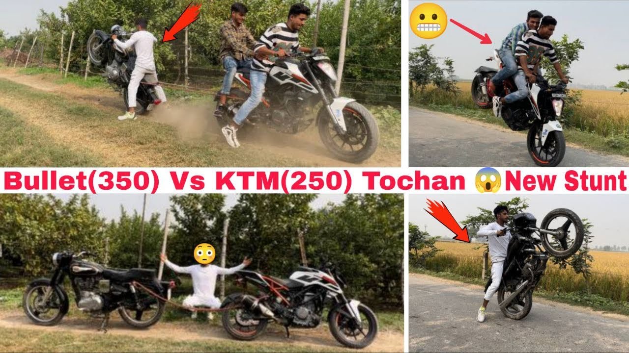 😰पलट गई होती Bullet (350)Vs KTM duke (250)bicke Tochan,😳Stunt ☠️Splendor Bicke full modified, KTM