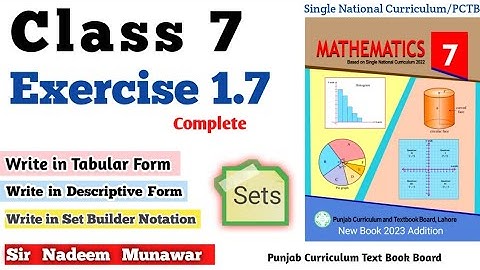 Class 7 Exercise 1.7 Single National  Ex 1.7 7th  SNC PCTB Maths in Urdu Hindi Sir Nadeem Munawar