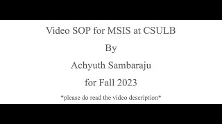 video SOP - CSULB