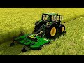 Farming simulator 22 mowing new property with the John Deere