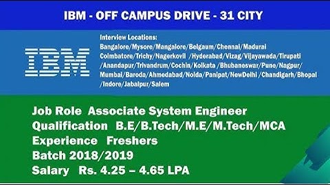 IBM off campus drive for Associate system Engineer || BE,ME,MCA  || Across India