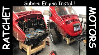 Engine Install  1973 VW Super Beetle Subaru Swap