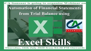 Automation of Financial Statements from Trial Balance using Excel Skills | Excel Tips and Tricks