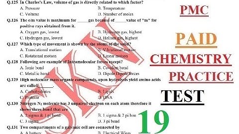 PMC Paid MDCAT Chemistry Practice Test 19 (2022) | PMC CHEMISTRY Preparation