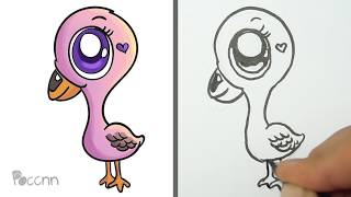 Cómo dibujar un flamenco kawaii Cómo dibujar un flamenco kawaii