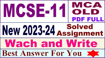 MCSE 011 solved assignment 2023-24 / mcse 011 solved assignment 2024 / ignou mca 5th sem mcse011