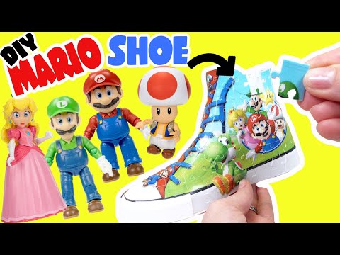 The Super Mario Bros Movie DIY Puzzle Shoe with Peach, Luigi, Bowser, Toad! Crafts for Kids