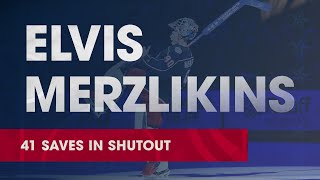 Elvis Merzlikins First Star interview, 41 saves in win over New Jersey Resimi