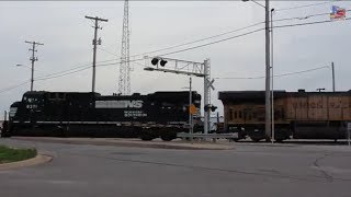 NB 8371 'C40-8W', UP 6932 'AC4460CW' & NS 8455 'C40-8W' SB Covered Hopper in Olathe, KS on 5-11-14