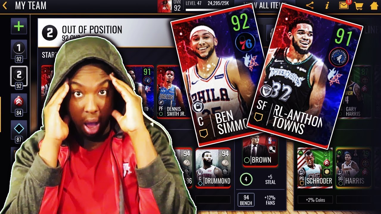 PLAYING WITH A FULL OUT OF POSITION LINEUP IN NBA LIVE MOBILE 19!!!