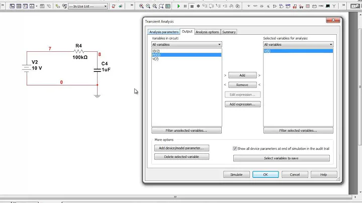Multisim RC Transient Analysis