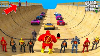 Franklin & Shin Chan All Flash Avengers Biggest Mega Ramp Challenge in Gta 5 in Telugu