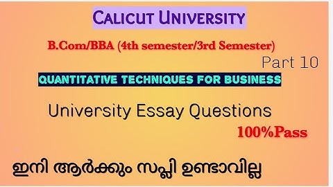 University Essay Questions Quantitative Techniques For Business B.Com/BBA