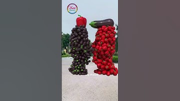 Vegetables and fruits stand up, collide with each other... 3D special effect