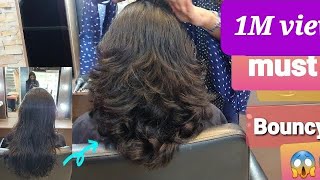 5 mins bouncy hair cut thin to thick style