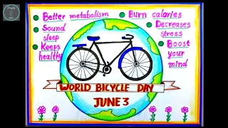 World Bicycle Day Drawing || Bicycle Day Poster Drawing || Cycle Drawing