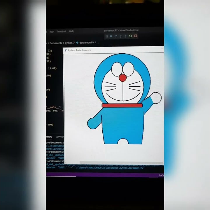 doremon Turtle Graphics #python #programming #turtle #turtlegraphics # ...