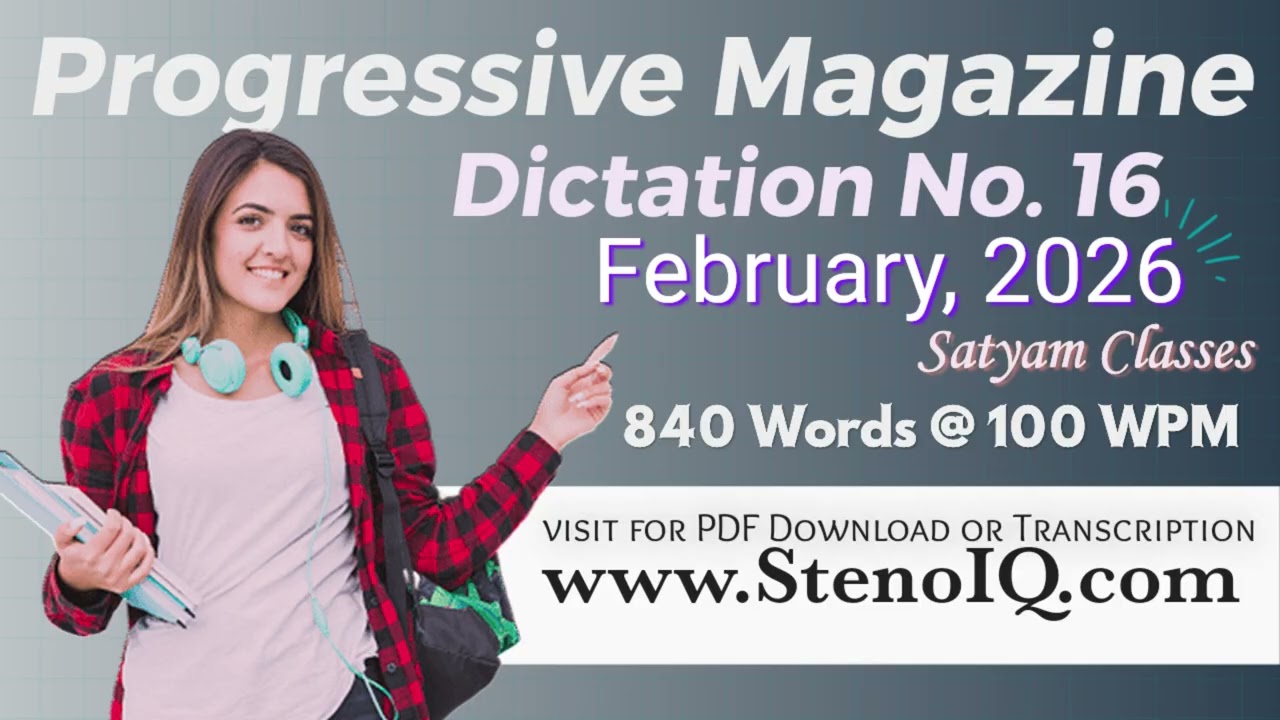 FEB Execerise No  16 | 100 WPM | PROGRESSIVE SHORTHAND | February 2026 | #stenoiq #steno