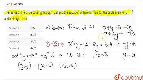 The radius of the circle passing through (6,2) and the equation | Class 12 Maths | Doubtnut