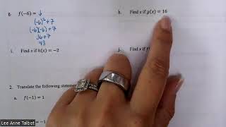 8/26 - CPM Integrated Math 1 - Function Notation Practice WS