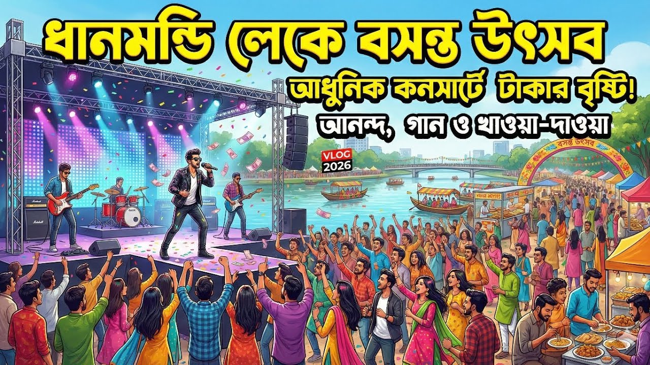 Basanta Utsob 2026 at Dhanmondi Lake! 🌸 কনসার্টে টাকা বিলাচ্ছে মানুষ।