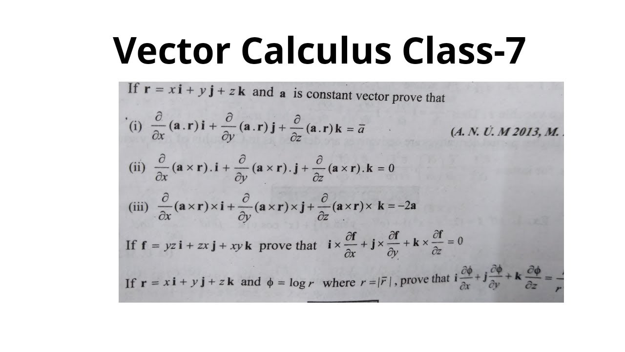 Vector Calculus-Class-7 - YouTube