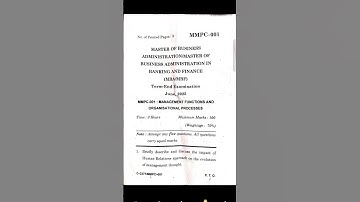 MMPC001 2025 Management Functions and Organisational processes #questionpaper #ignou #mmpc001 #mba