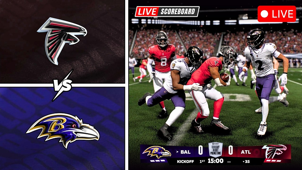 🔴 LIVE 🏈 Atlanta Falcons vs Baltimore Ravens / NFL SNF Watch Party / Madden 27 Sim+ Live Scoreboard!