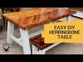 Easy DIY herringbone table from “Banana” wood.