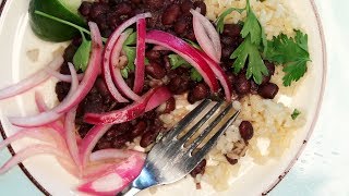 Black Beans with CilantroLime Brown Rice and Pickled Onions