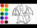 Cómo Dibujar y Colorear Charizard de Pokemon - Dibujos Para Niños - Learn Colors / FunKeep