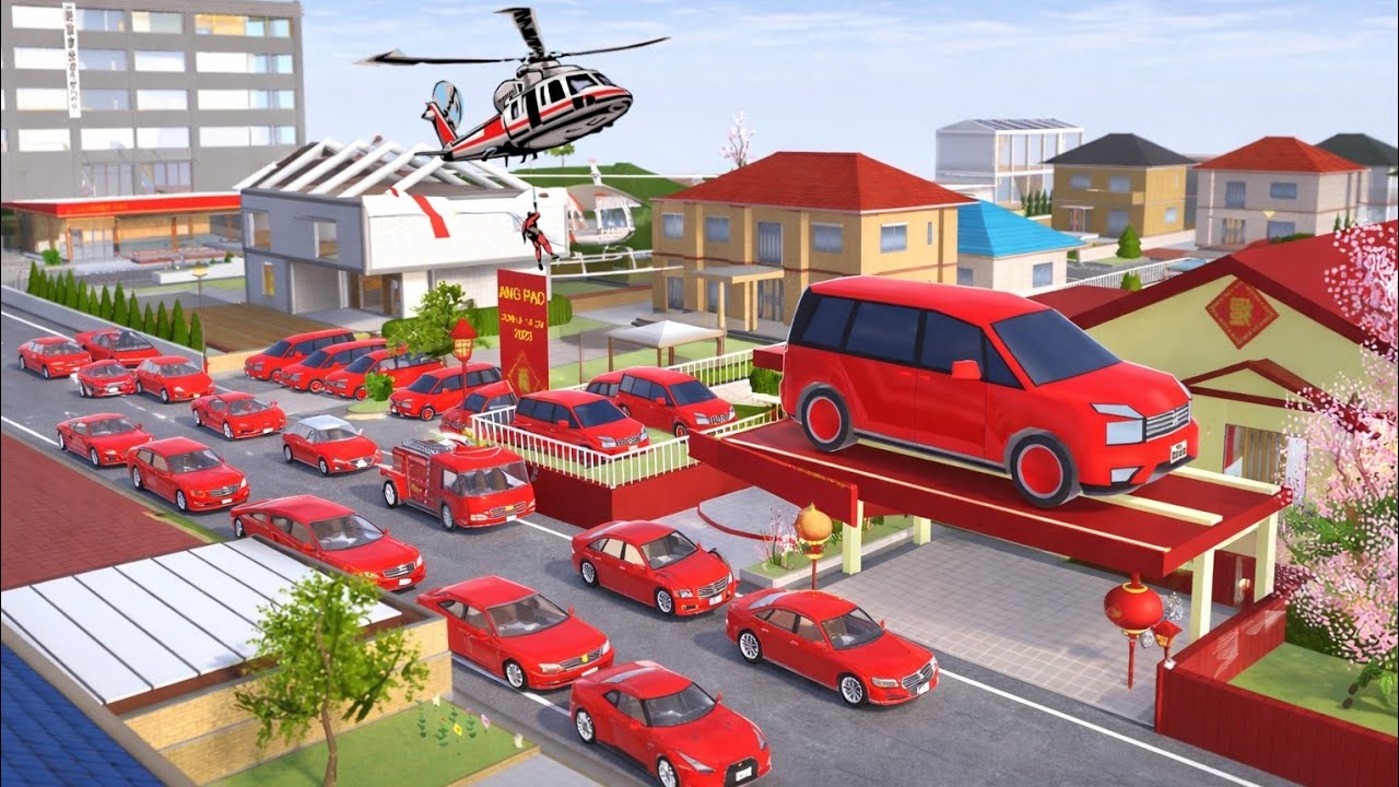 Sakura all red colours car collection near home girl 🚗🚕🚌// sakura school simulator