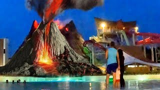 Volcano Eruption in Theme park - Volcano show in Mana Bay Water Park