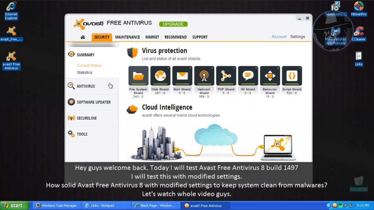 Avast Free Antivirus 8 (Modified settings) - Test with more links