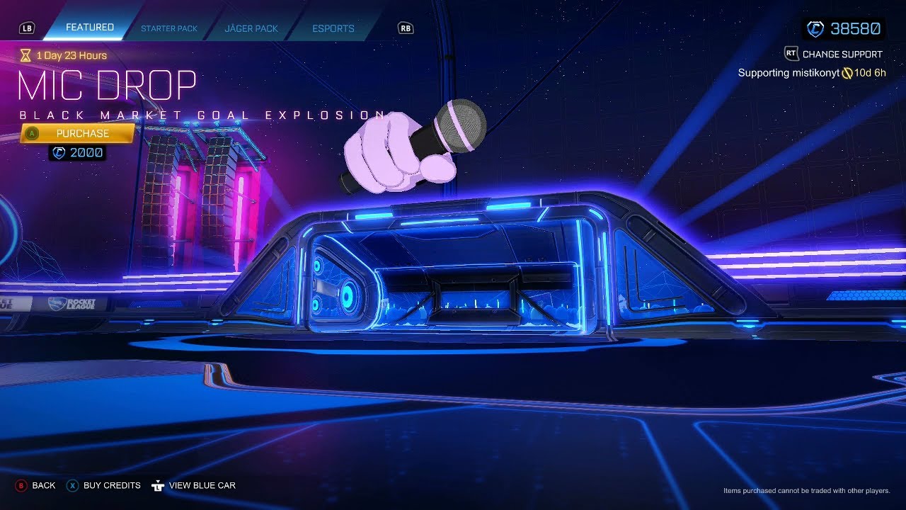 ROCKET LEAGUE ITEM SHOP *NEW* Mic Drop Black Market Goal Explosion