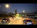 Driving in Seoul, Korea at Sunset to Dark (No Talking, No Music)