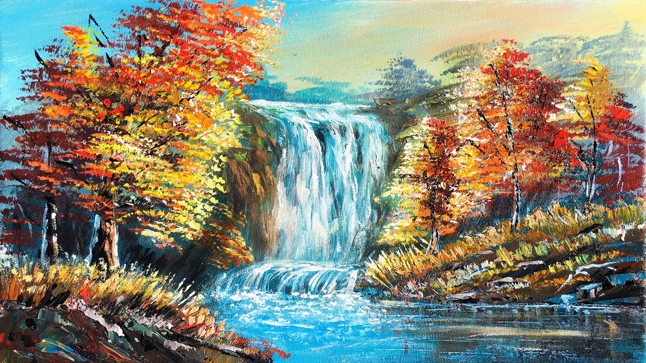 Autumn Waterfall Painting Easy Acrylic Painting Hidden Autumn Maxresdefault
