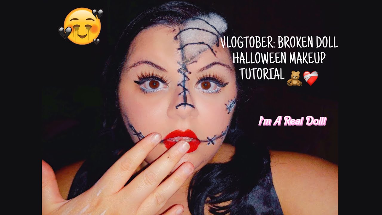 VLOGTOBER: BROKEN DOLL HALLOWEEN MAKEUP TUTORIAL!!! - YouTube