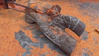 The Art of Wood Sculpture - Unique Creative Process of Sculpting Rare Red Wood Tree Trunks