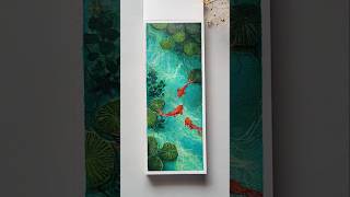 Koi Fish In Pond Bookmark Painting ❤️ #artshorts #acryliconpaper #bookmarkpainting #koifishpond
