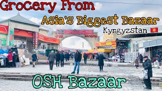Grocery From Asia’s Biggest Bazaar (OSH Bazaar)|| Kyrgyz woman Speaking Urdu 😮|| Kyrgyzstan 🇰🇬